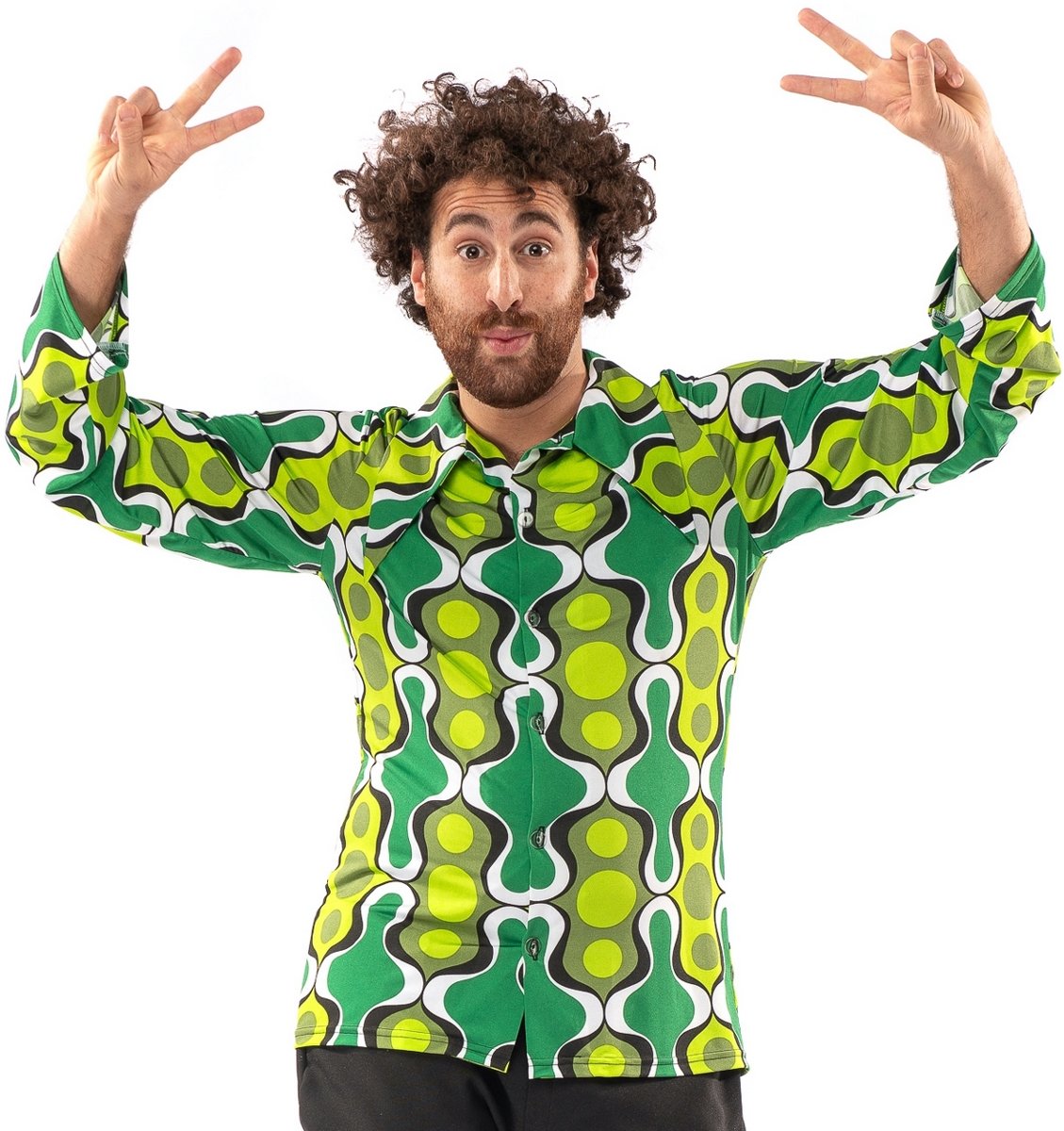 Hippie Kostuum | Jaren 70 Hippie Soul Disco 60s Ga Voor Groen Shirt Man | Medium | Carnaval kostuum | Verkleedkleding